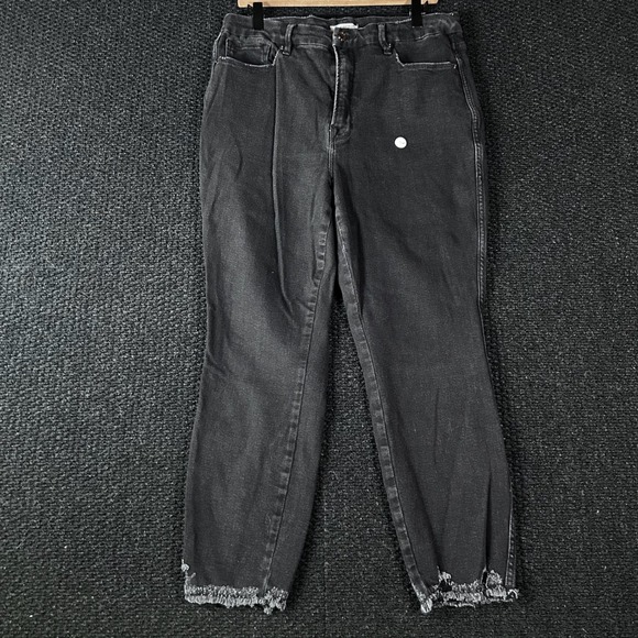 Good American Denim - Good American Good Curve Crop Jeans Black High Rise Raw Hem Size 14
